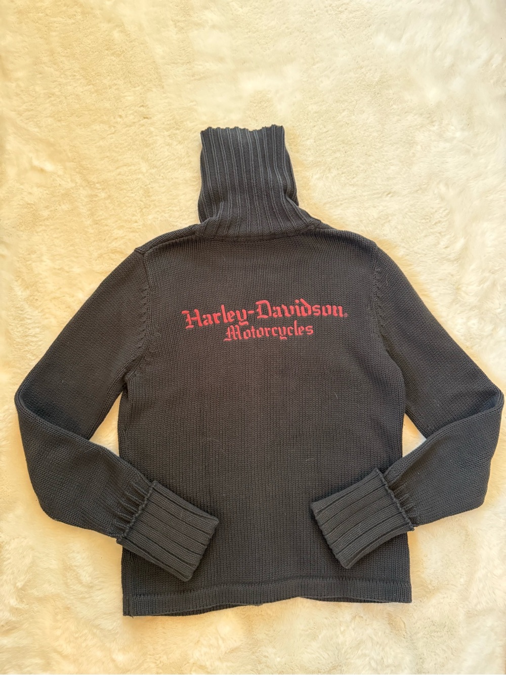 Harley-Davidson Women’s Black Turtleneck Sweater with Red Logo